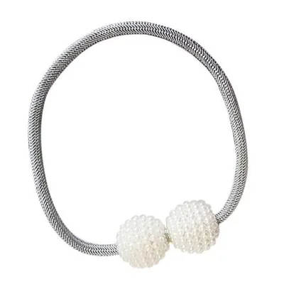 Magnetic Curtain Tiebacks Pearl Beads Gray - Shop at LoveMi