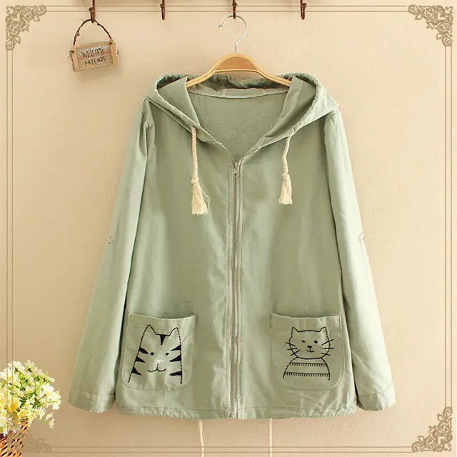 Long sleeve hooded jacket Green - Shop at LoveMi