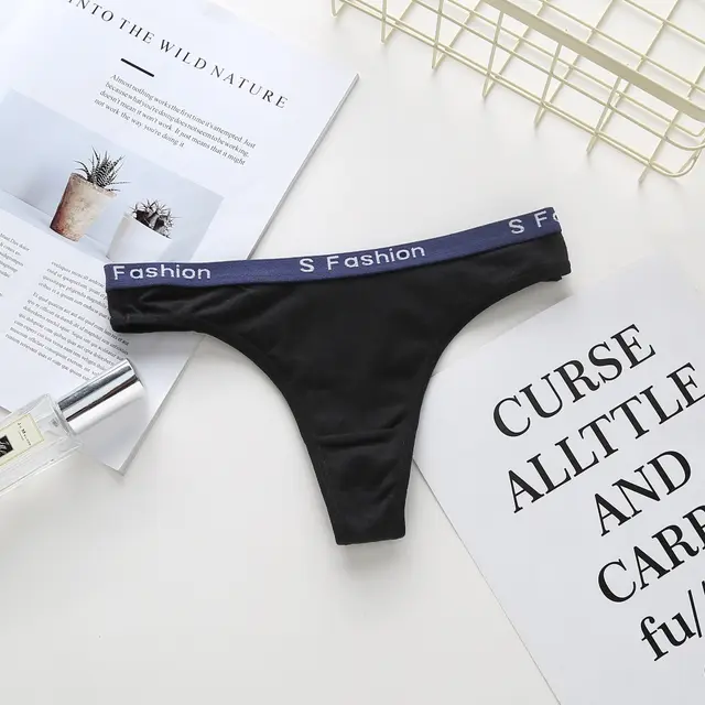 Women's cotton thong panties Black - Shop at LoveMi