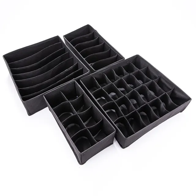 Fabric Underwear Bra Socks Drawer Storage and Sorting Box Black - Shop at LoveMi