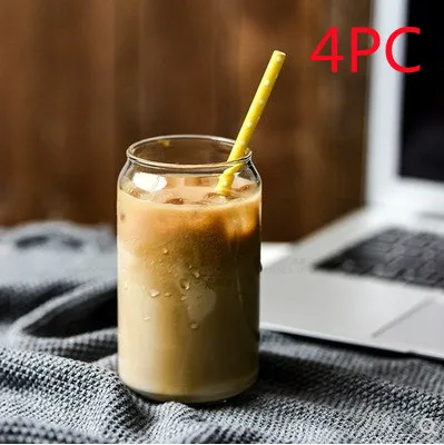 Creative glass cans cup coffee cup 400Ml 4Pc - Shop at LoveMi