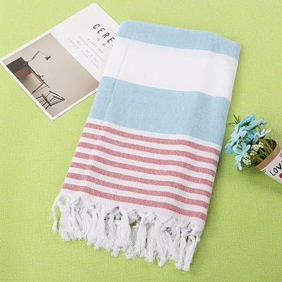 Cotton striped beach towel 100x180cm Blue Red - Shop at LoveMi