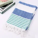 Cotton striped beach towel 100x180cm - Blue