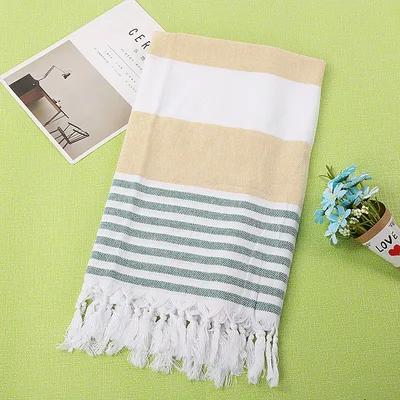 Cotton striped beach towel 100x180cm Yelow Green - Shop at LoveMi