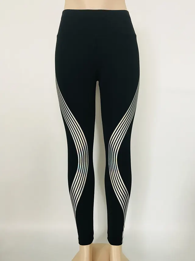 Reflective Leggings Glow in the Dark Night Light Laser Stripes Fitness Yoga Pants Tights Tracksuit Women - Shop at LoveMi