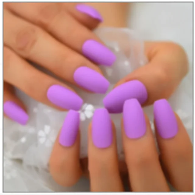 Nude Extra Long Fake Nails Dark Purple - Shop at LoveMi