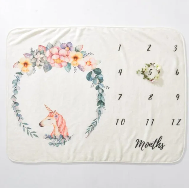 Baby monthly milestone anniversary blanket Baby photo photography props photo growth commemorative blanket Unicorn - Shop at LoveMi