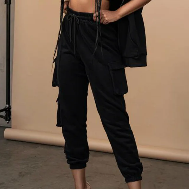 Explosion Style Multi Pocket Overalls For Women High Waist Black - Shop at LoveMi