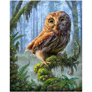 Decorative painting yellow Owl - 30X40