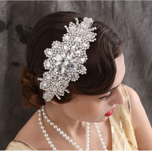 Glass water diamond elastic band headdress Silver - Shop at LoveMi