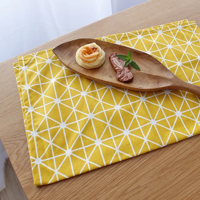 Pastoral plaid imitation cotton and linen placemat Yellow - Shop at LoveMi