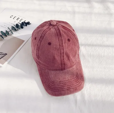 Hat female outdoor retro cap ladies washed cotton denim soft top baseball cap Red Wine - Shop at LoveMi