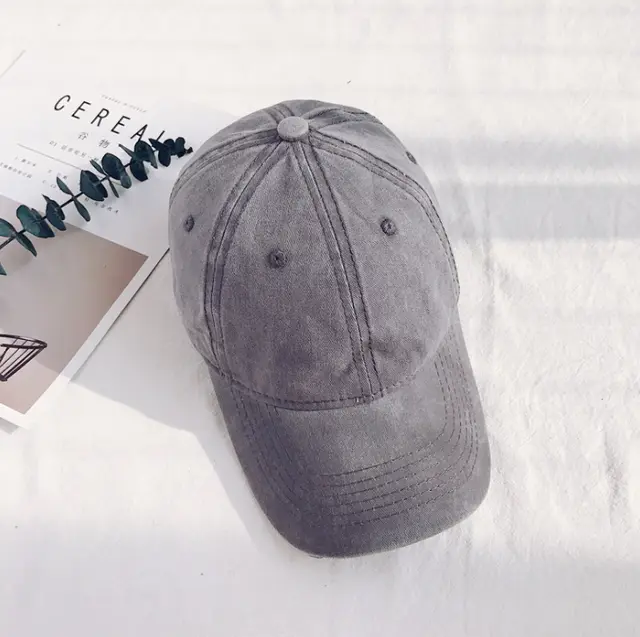 Hat female outdoor retro cap ladies washed cotton denim soft top baseball cap Washed Grey - Shop at LoveMi