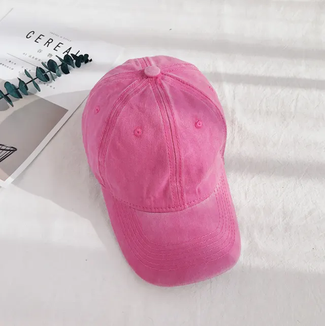 Hat female outdoor retro cap ladies washed cotton denim soft top baseball cap Washed Red Rose - Shop at LoveMi