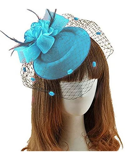 Headdress Net yarn Headdress Top hat Hair accessories Light Blue - Shop at LoveMi