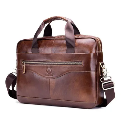 Captain Cow Leather Briefcase Brown - Shop at LoveMi