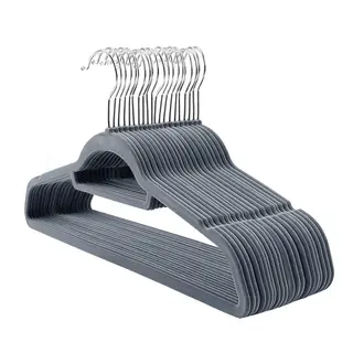 Thickened antiskid flocking clothes rack - Grey