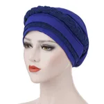 Milk silk can hide hair turban hat - Blue