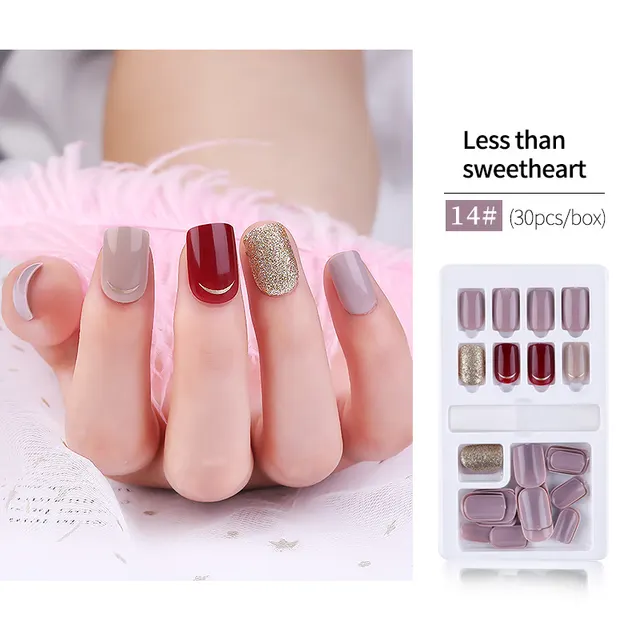 Detachable False Nail Artificial Tips Set Full Cover for Short Decoration Nude Pink Red - Shop at LoveMi