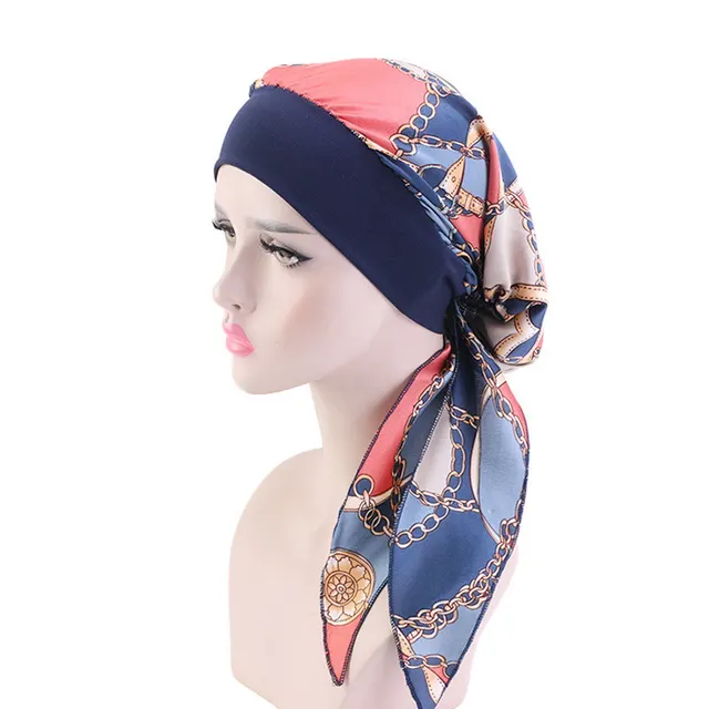 Pastoral style imitation silk stretch headband braid hat Navy Chain - Shop at LoveMi