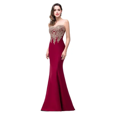 Hollow perspective bag hip fishtail skirt dress Claret S - Shop at LoveMi