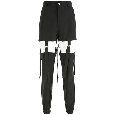 D button cutout cargo pants Black - Shop at LoveMi