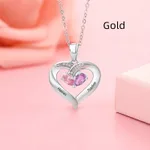 Gemstone necklace female heart-shaped couple custom lettering pendant gift - Golda