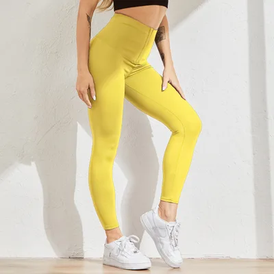 Hip Yoga Pants High Waist stretch Leggings Yellow - Shop at LoveMi