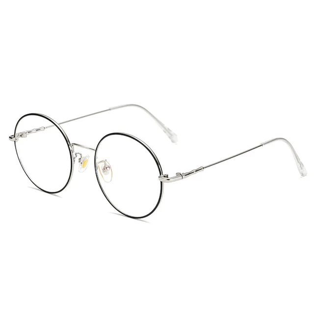 Round Anti Blue Light Glasses Silver Black - Shop at LoveMi