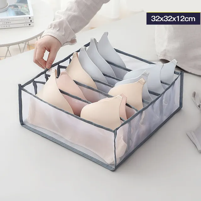 Underwear storage bag panties bra Grey 6 Grid - Shop at LoveMi