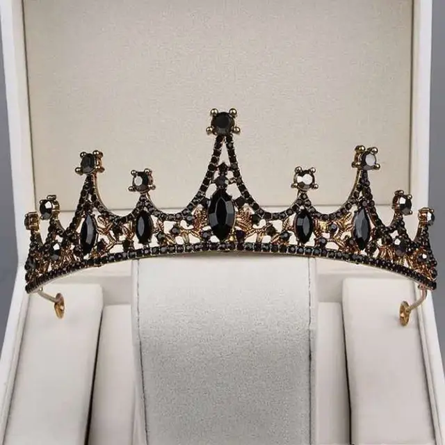 Black luxury crown bridal headdress wedding dress Style C - Shop at LoveMi