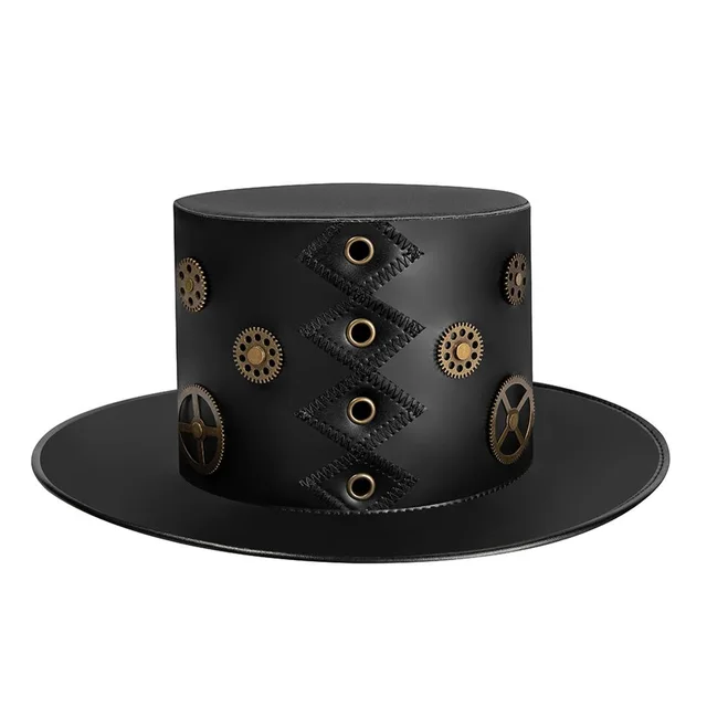 Stage Performance Punk Rivet Flat Top Hat Black - Shop at LoveMi