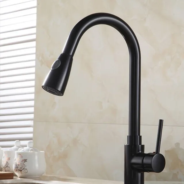 All copper retractable swivel faucet for hot and cold water Black - Shop at LoveMi