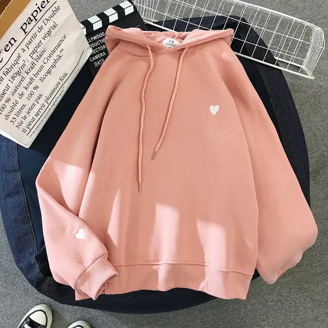 Women's hoodie plus velvet thick winter loose Pink - Shop at LoveMi