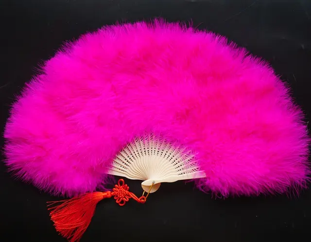 Full velvet thick feather fan Rose Red - Shop at LoveMi