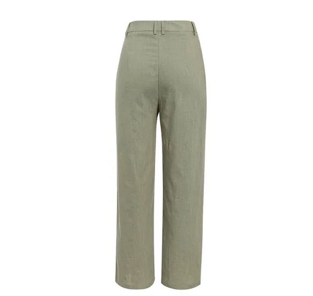 Solid color button slim trousers Green Grey - Shop at LoveMi