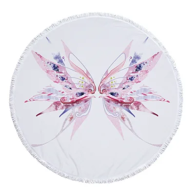 Round Printed Beach Towel With Microfiber And Tassels Feels Soft Style 6 460G - Shop at LoveMi