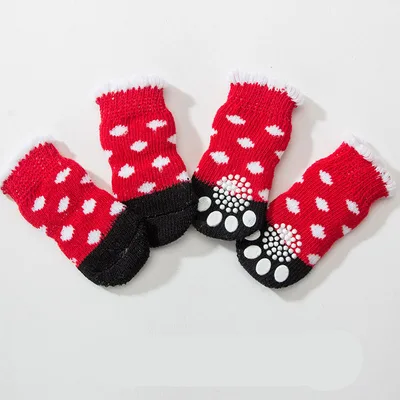 Pet Knit Skid Warm Love Cotton Socks Red Dot - Shop at LoveMi