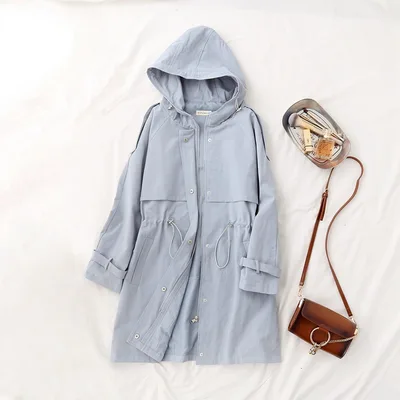 Women's new windbreaker trench coat Light Blue - Shop at LoveMi