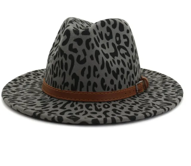New leopard fur hat in autumn and winter jazz hat Grey - Shop at LoveMi