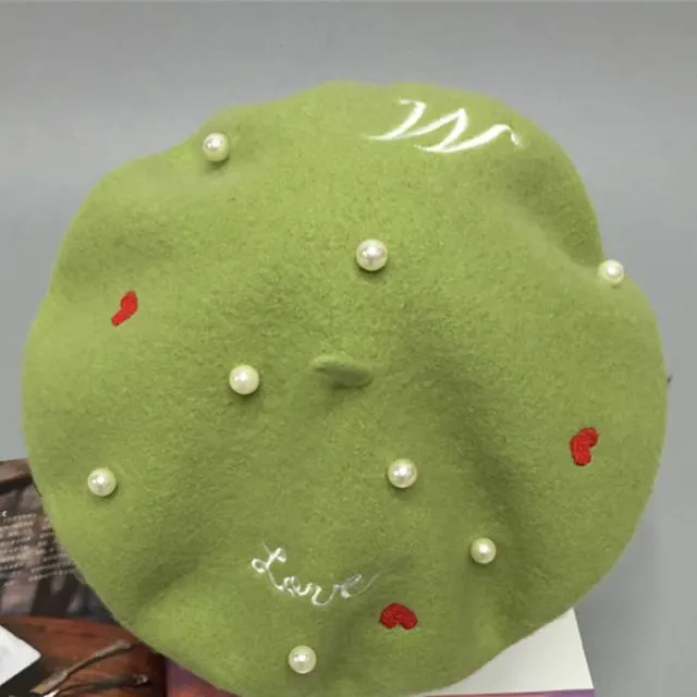 Fashion Pearl Letter Embroidered Bud Hat Green - Shop at LoveMi