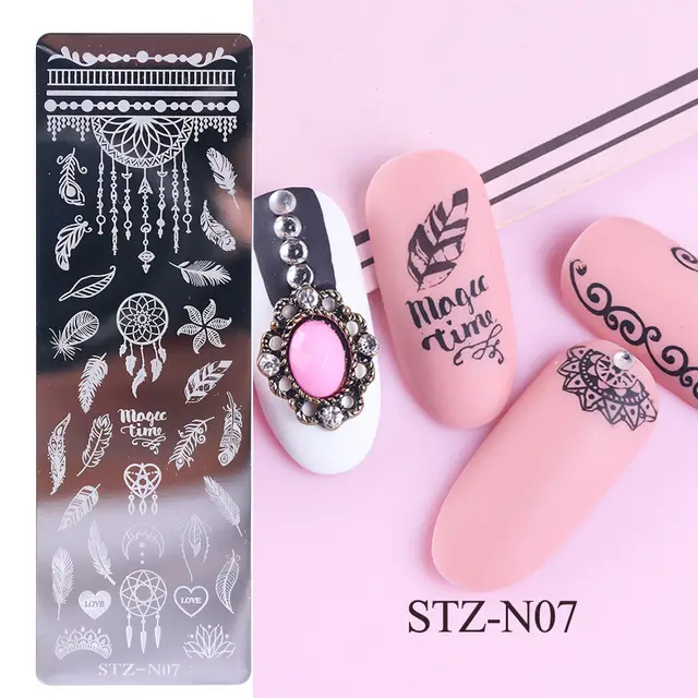 Nail print small long steel plate N07Pink - Shop at LoveMi