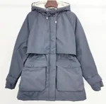 Large Natural Raccoon Fox Fur Hooded Winter Down Coat - Without Fur-M