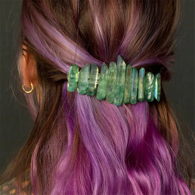Classic Hair Clip Handmade Gems Green - Shop at LoveMi