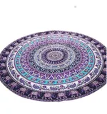 Elephant Totem Round Beach Towel - Purple