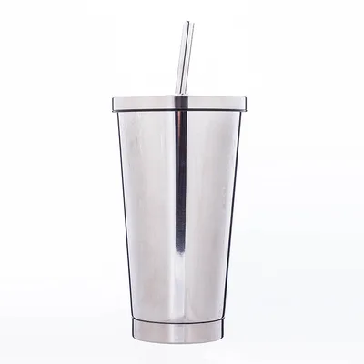 500ML Stainless Steel Empty Tumbler Coffee Cup Mug with Straw Lids Drinking Bottles Mirror - Shop at LoveMi