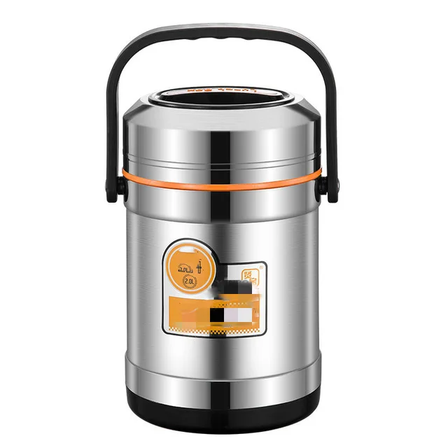 Vacuum insulation lunch box lifting pot insulation barrel - Silver