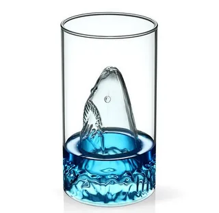 Transparent Glass Cup Shark Glass Wine Milk Tea Water Breakfast Cup Mugs Double-layer Bar Wine Drinkware - Transparent
