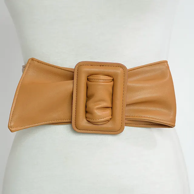 Sheepskin wide belt women - Khaki