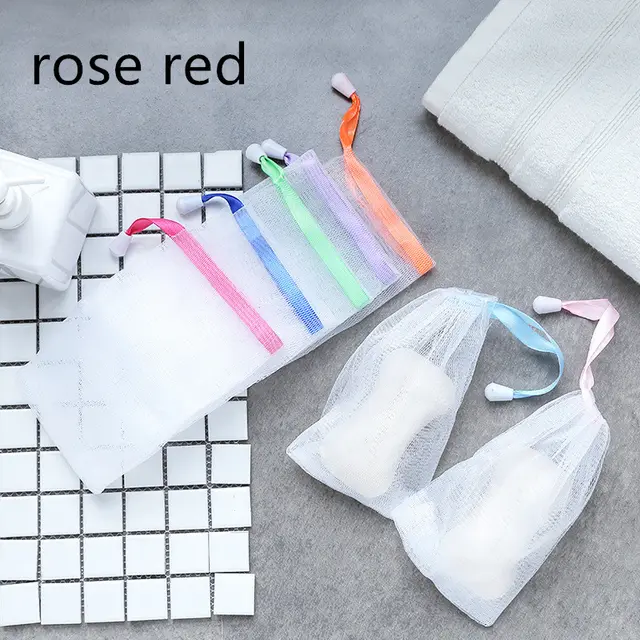 Handmade soap foaming net - Rose Red